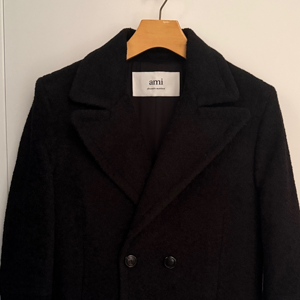Ami Men's Classic Black Pea Coat